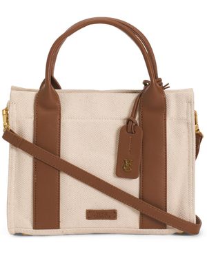 TJ Maxx Canvas Aalis Tote With Straps For Leather - Brown