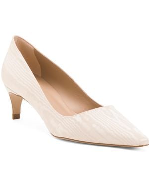 TJ Maxx Ava Pointed Toe Kitten Closed Court Pumps For Leather - White