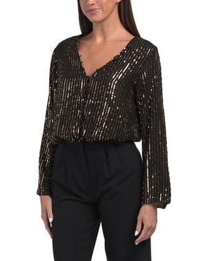 TJ Maxx Ayla Sequined V-Neck Top For Polyester - Black