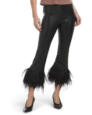 TJ Maxx Faux Leather Cropped Feather Leggings For Nylon/Leather/Viscose - Black