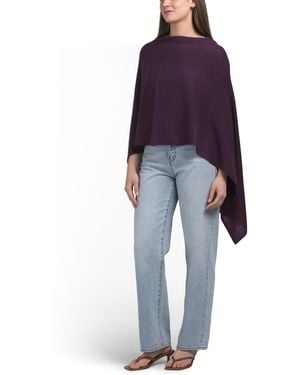 TJ Maxx Cashmere Cowl Neck Sweater With Crochet Edges For - Blue