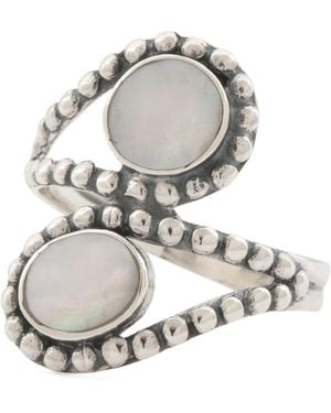 TJ Maxx Mother Of Pearl Dots Bypass Ring - Gray