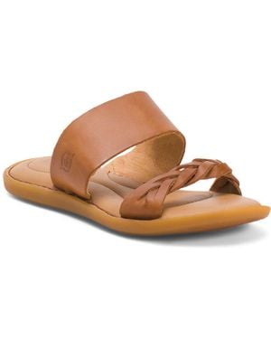 TJ Maxx Leather Cherita Flat Comfort Sandals For - Brown