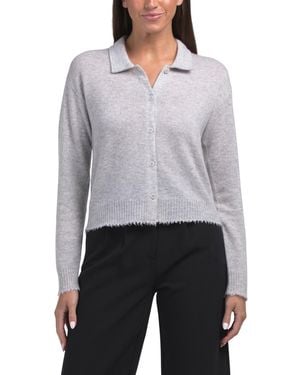 TJ Maxx Cashmere The Loose Polo Cardigan - Gray