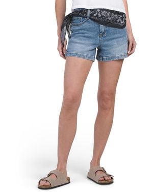 TJ Maxx 5 Pocket Shorts With Bandana Belt For Spandex/Cotton/Polyester - Blue