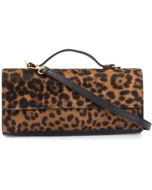 TJ Maxx Leather Top Handle Clutch - Brown