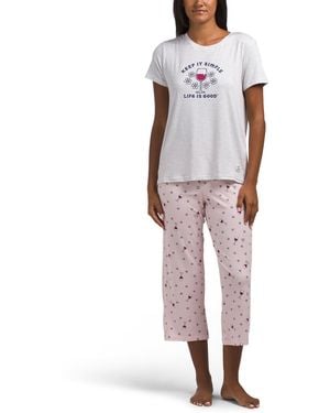 TJ Maxx 2Pc Wine Time Top And Pants Pajama Set For Spandex/Polyester - Pink