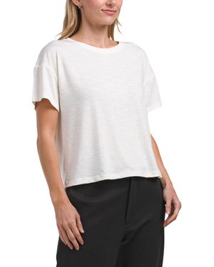 TJ Maxx Drop Shoulder Crop T-Shirt For Spandex/Viscose - White