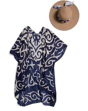 TJ Maxx 2Pc Stoned Kimono And Hat Set For Polyester - Blue