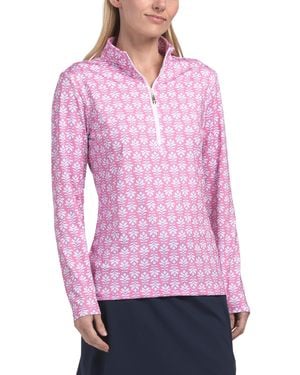 TJ Maxx Printed Quarter Zip Top For Spandex/Polyester - Pink