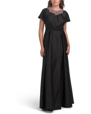 TJ Maxx Short Sleeve Jewel Neck Gown For Polyester - Black