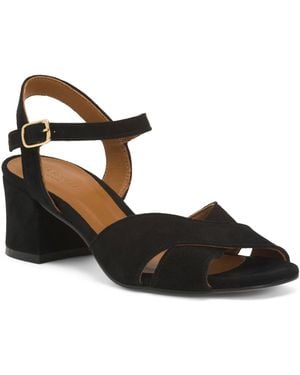TJ Maxx Suede Alba Cross Front Formal Sandals For Leather/Suede - Black