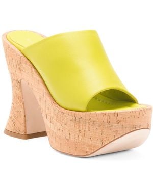 TJ Maxx Leather One Band Conical Platform Heel Mules For - Yellow