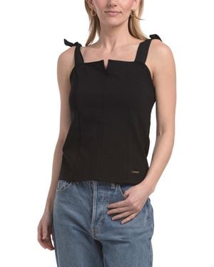 TJ Maxx Sleeveless Corset Top With Woven Ties, Nylon/Polyester/Viscose - Black
