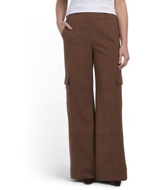 TJ Maxx Herron Fluid Woven Cargo Wide Leg Pull On Pants For Spandex/Polyester/Rayon - Brown