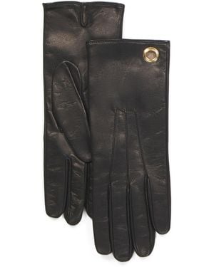 TJ Maxx Leather Basic Stitch Cord Gloves With Cashmere Lining For Leather//Cashmere - Black