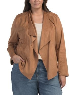 TJ Maxx Plus Faux Suede Open Jacket For Spandex/Polyester/Suede - Blue