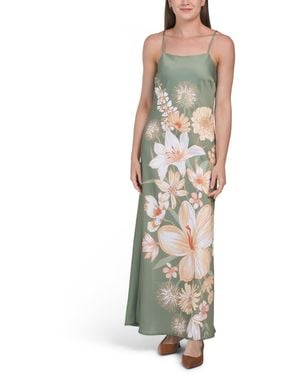 TJ Maxx Spaghetti Strap Floral Maxi Dress For Spandex/Polyester - White