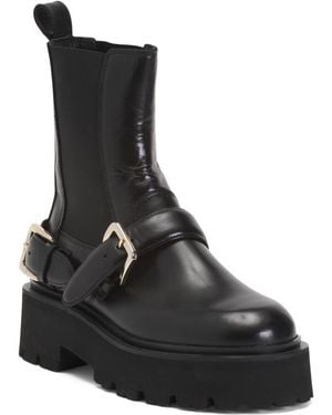 TJ Maxx Leather Helen Buckle Boots For - Black