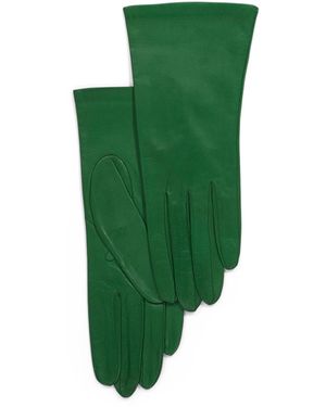 TJ Maxx Leather Short Gloves With Silk Lining For - Green