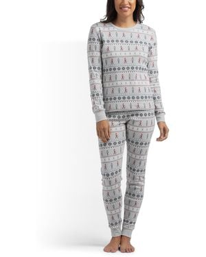 TJ Maxx 2Pc Organic Cotton Mom Nutcracker Fair Isle Holiday Pajama Set For - Gray