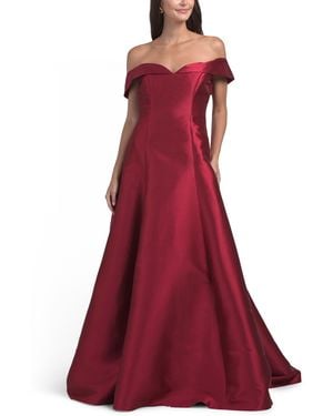 TJ Maxx Off The Shoulder Mikado Gown For Polyester - Red