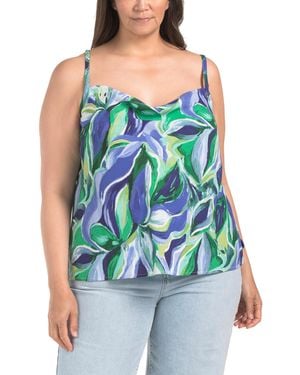 TJ Maxx Plus Printed Tank Top For Polyester - Blue