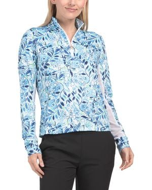 TJ Maxx Upf 50 Half Zip Pull Over Jacket With Mesh Inserts For Spandex/Polyester - Blue