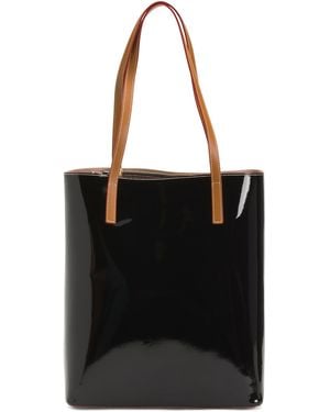 TJ Maxx Patent Leather Smooth Tote, Leather - Black