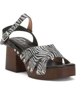 TJ Maxx Leather Band Heel Sandals For Leather - Metallic