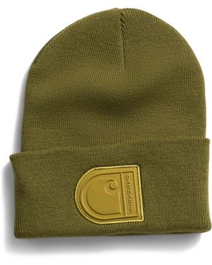 TJ Maxx Knit Cuffed Patch Beanie For Acrylic - Green
