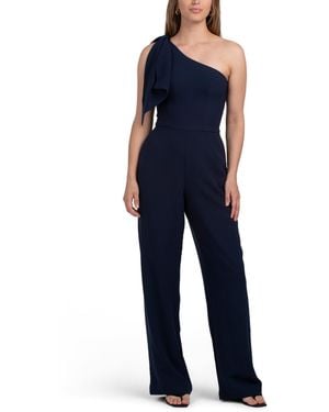 TJ Maxx Tiffany Bow Shoulder Jumpsuit For Spandex/Polyester - Blue
