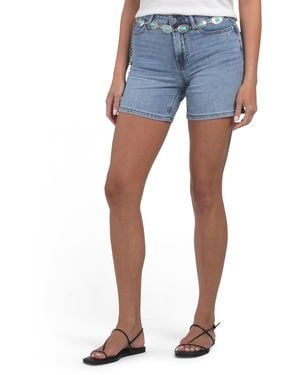 TJ Maxx Finished Hem Belted Shorts For Cotton/Polyester - Blue