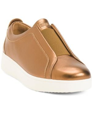 TJ Maxx Leather Rally Elastic Metallic Slip On Sneakers For - Natural