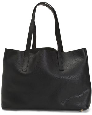 TJ Maxx Leather Smooth Tote - Black