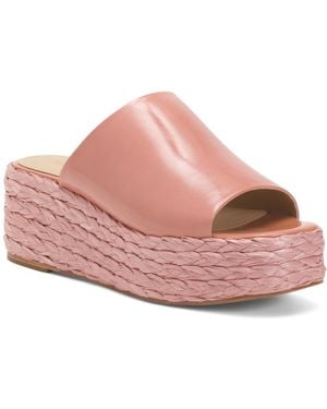 TJ Maxx Leather One Band Tonal Espadrille Wedge Sandals For - Pink