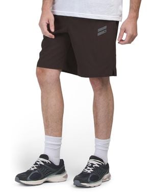 TJ Maxx Slash Logo Lightweight Sport Shorts For Polyester - Black