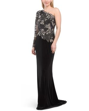 TJ Maxx One Shoulder Lace Gown For Spandex/Polyester - Black
