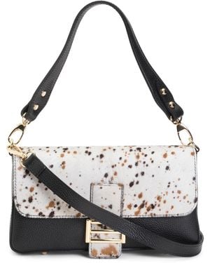 TJ Maxx Leather Flap Baguette, Leather - Metallic