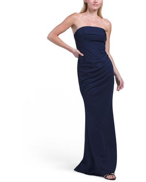 TJ Maxx Sleeveless Pleated Gown For Spandex/Polyester - Blue