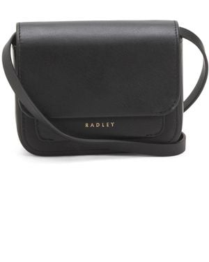 TJ Maxx Leather Trinity Square Mini Flapover Crossbody, Leather - Black