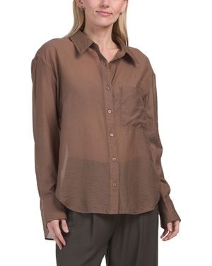 TJ Maxx Sheer Long Sleeve Shirt For Nylon/Cotton - Brown