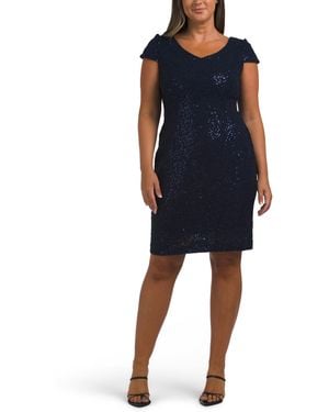 TJ Maxx Petite Sheath Cap Sleeve Mini Dress For Nylon/Spandex/Polyester - Blue