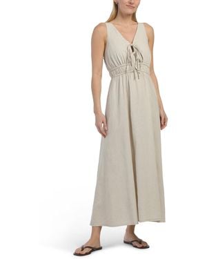 TJ Maxx Linen Blend V-Neck Maxi Cover-Up Dress For Cotton/Linen - Natural