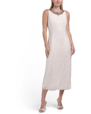 TJ Maxx Sleeveless Embellished Cocktail Dress For Polyester - Multicolor
