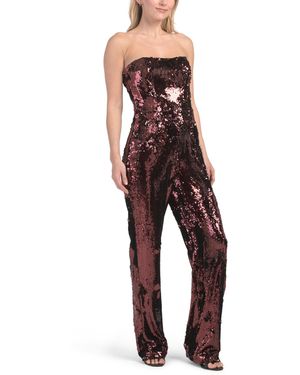 TJ Maxx Andy Sequin Jumpsuit For Spandex/Polyester - Red