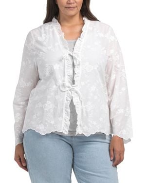 TJ Maxx Plus Tie Front Top For Cotton - White