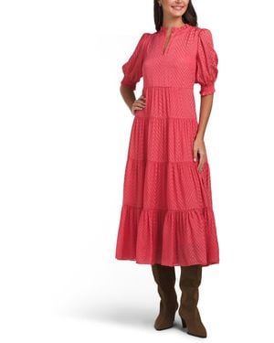 TJ Maxx Silk Blend Dr Coley Chevron Dress For Polyester/Viscose - Red