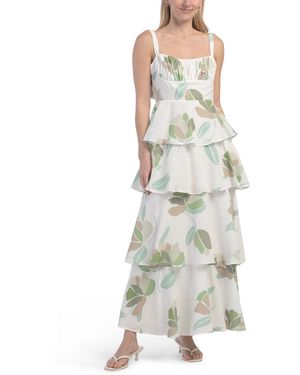 TJ Maxx Provence Bloom Tiered Midi Dress For Polyester - White
