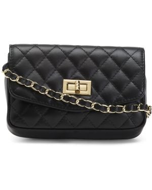 TJ Maxx Leather Quilted Crossbody, Leather - Black